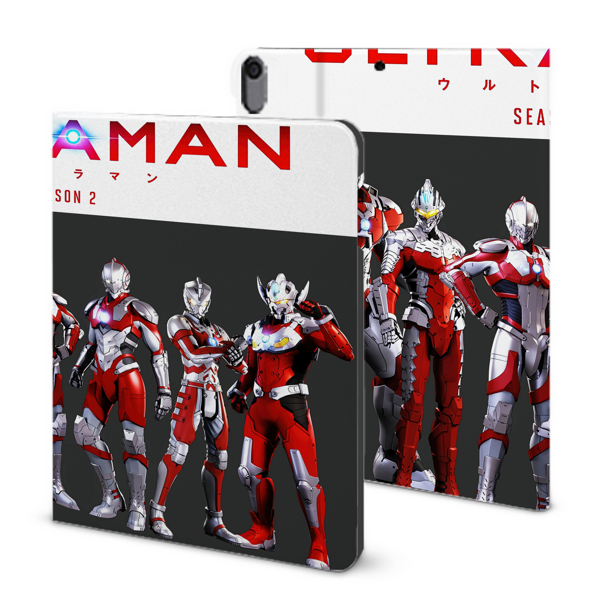 （画像用） ウルトラマン Ultraman IPad ケース ブック型 PUレザー TPU 耐衝撃 軽量 薄型 ペン収納なし 全面保護 IPad 各モデル対応